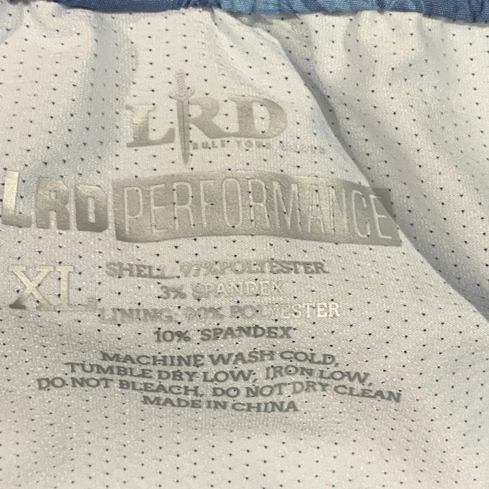 LRD Performance Mens XL Blue Marlin Fish Print Swim Trunks Board Shorts 7 Inseam